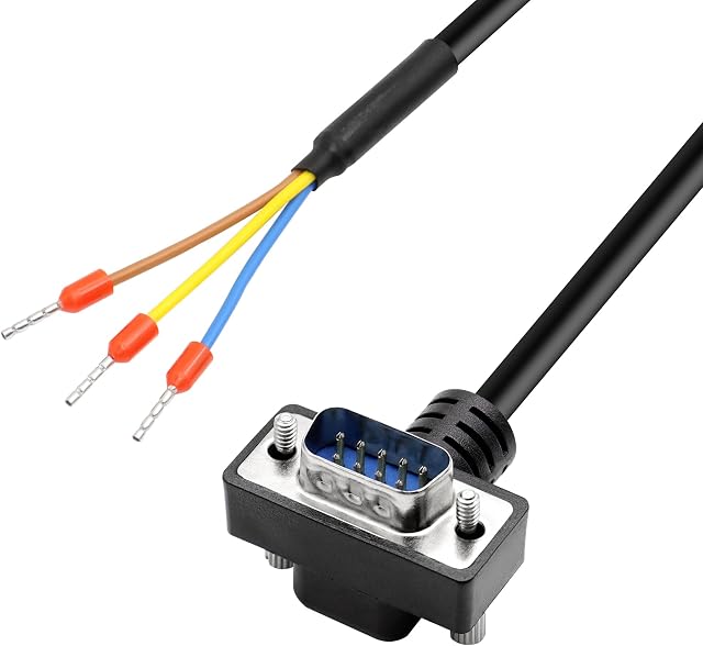 RIIEYOCA 90 Degree DB9 RS232 Serial Cable,Up Angle DB9 Adapters Solderless 9 Pin COM Port Breakout Cable,for Data Communication 0.5M (Up)