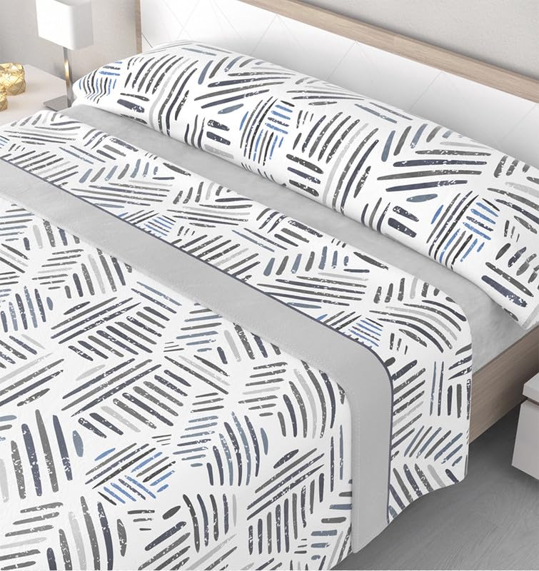 PINCELINES Juego de sábanas térmicas coralina Invierno, con Tacto Agradable y Suave, 100% Poliester. Modelo Parma Gris. Juego de 3 Piezas para Cama de 135.