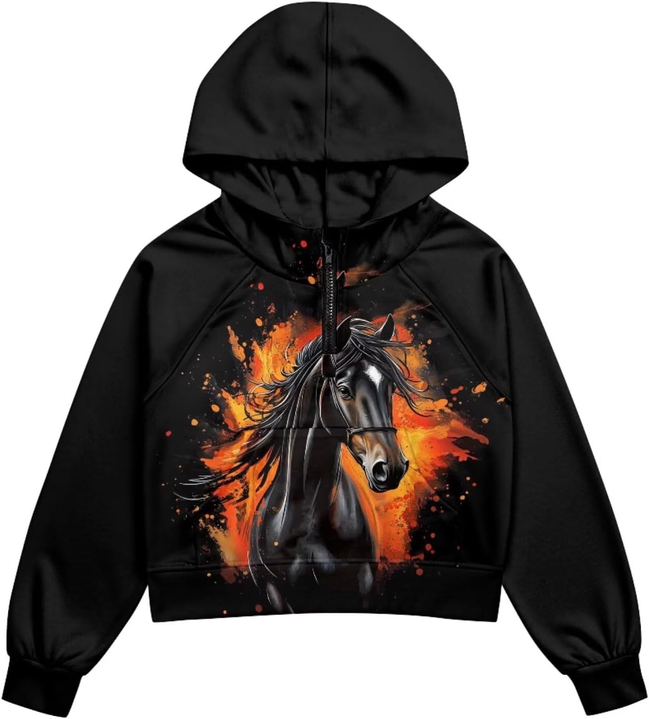 Girls Hoodies Half Zip Sweatshirt Hooded Pullover Sweatshirts Crop Tops Fall Clothes for Teen Girls with Pocket