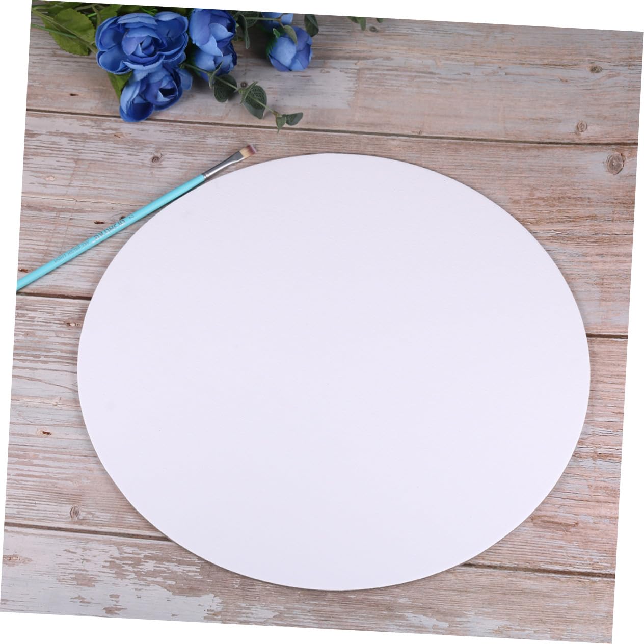6 Toiles à Peindre Rondes en Toile de Coton Blanche 30 Cm pour Peinture à L'huile et Acrylique, Lot de 6 Pièces, Cadre Fixe, pour Peinture DIY et Loisirs Créatifs