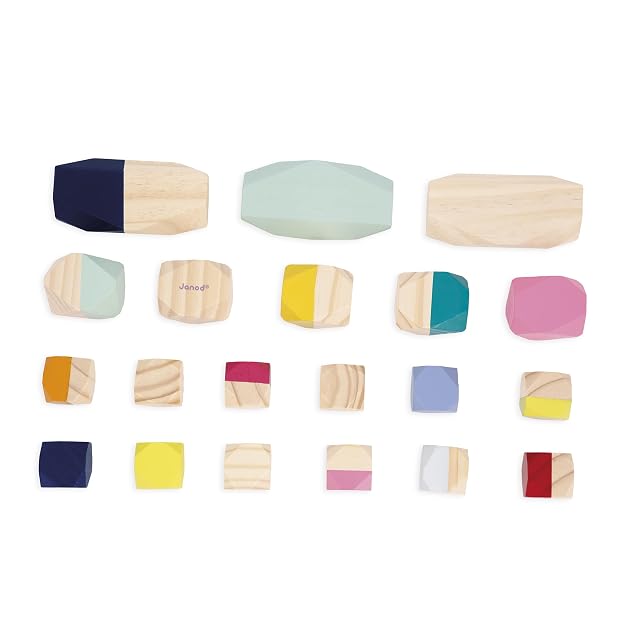 Foto 5 de 8 de Janod - 20 Piedras apilables de Madera - Juguete de estimulación y Primera Infancia Pintado al Agua