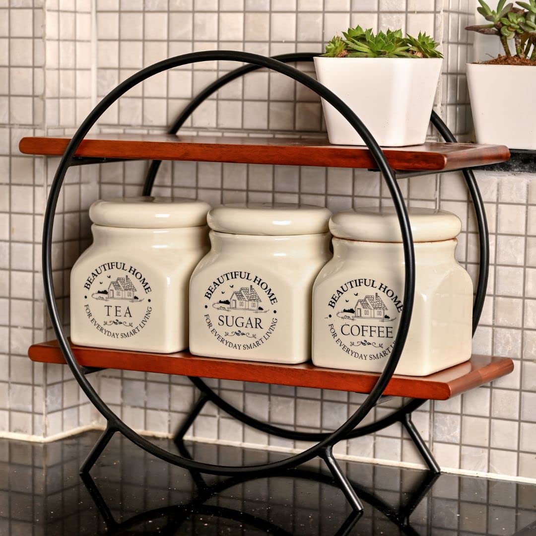 BRICK BROWN ® Premium Circular Kitchen Organizer Rack/Kitchen Storage  Rack/Spice Rack/Wooden Organizer in Mahogany Finish (Self Assembly) (15X16X7