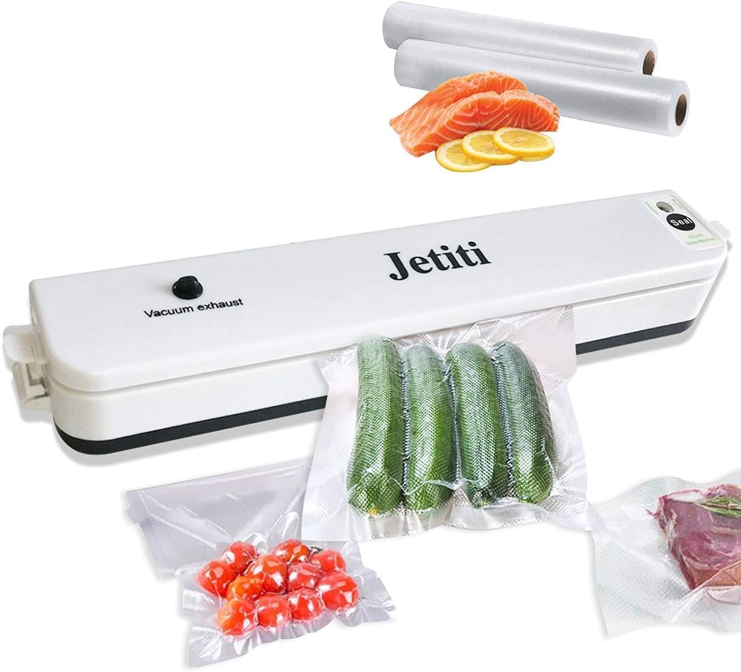 Vacuum Sealer Machine,JETITI Vacuum Sealing System for Food Storage Plus 20 FREE Sealable Bags.Black