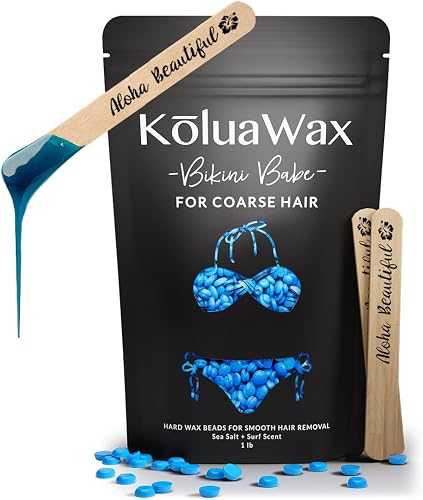 KoluaWax 비키니용 굵은 제모용 왁스 비즈 - 바다 소금 및 서핑 0.5kg(1파운드)