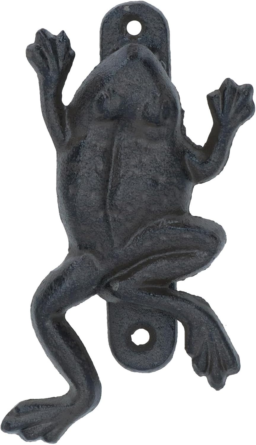 Frog on Lily Pad Door Knocker Bell Ringer Cast Iron Garden Shed House Toad