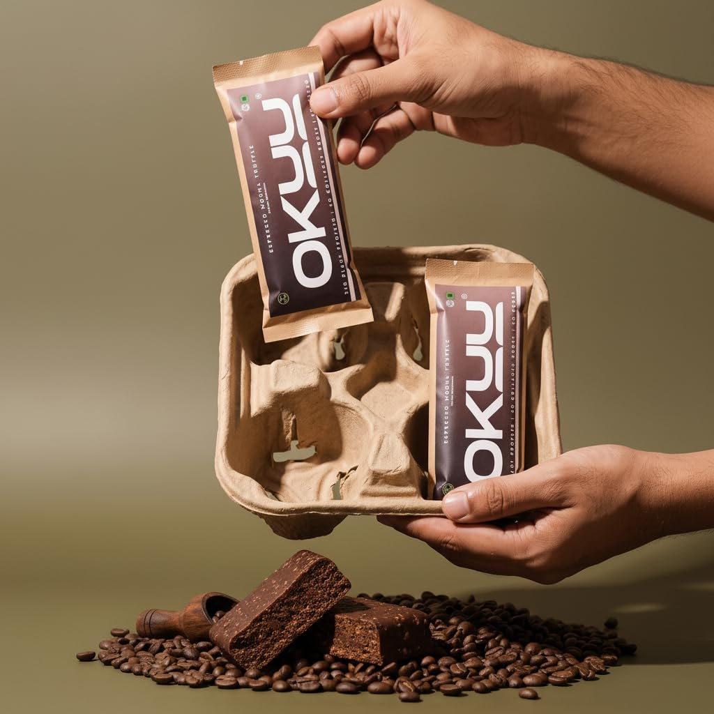 OKUU ESPRESSO MOCHA Truffle 35 G Plant Protein Bar | Zero Sugar | Keto Friendly | Vegan | High Protein Snack | Caffeine & Collagen Boost | High Fiber (Pack of 20) — Amazon image 3