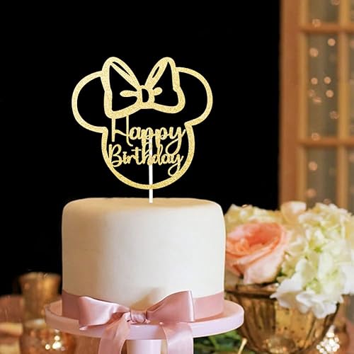 Miniatura 9 de Decoración inspirada en ratones para tartas de cumpleaños, decoración de fiesta de cumpleaños con temática de ratón de dibujos animados, purpurina