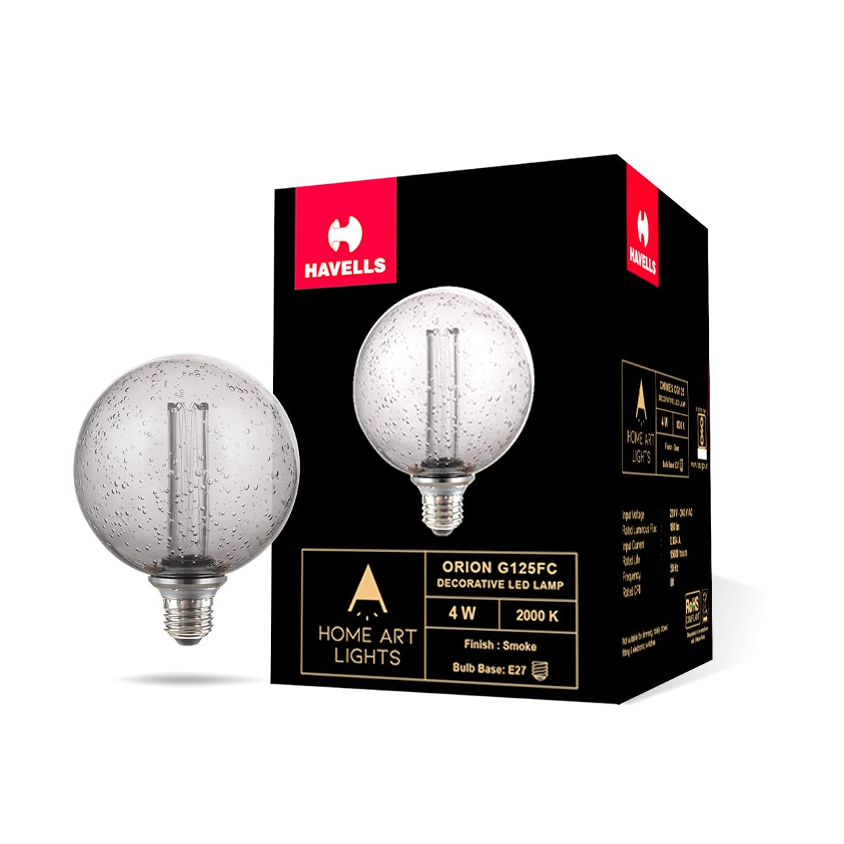 Buy Havells Decorative Bulb-ORION G125FC SMOKE 4W 2000K E27 LAMP