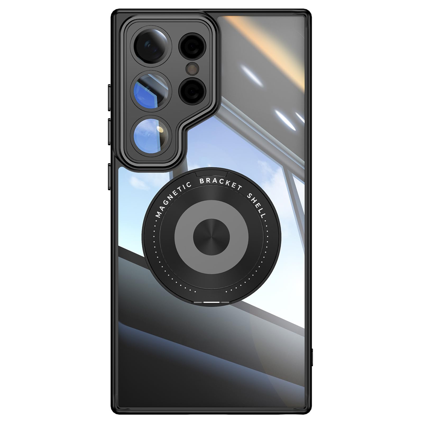 Coque Samsung S26+ antichoc avec béquille rotative et dos transparent