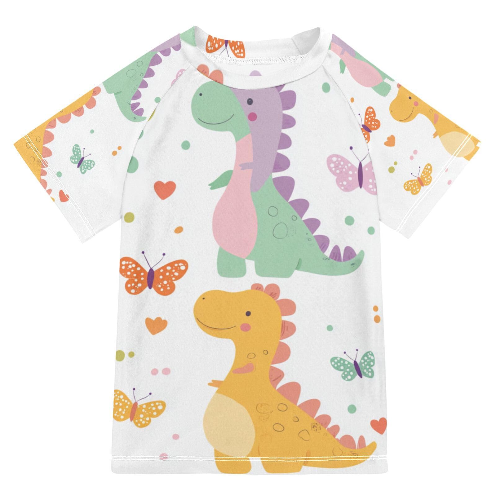 Jucciaco Boys Swimsuit Dinosaur Butterfly Cute Sunscreen Kids Sun Rashguard Short Sleeve T-Shirts Swimwear Sets UPF 50+