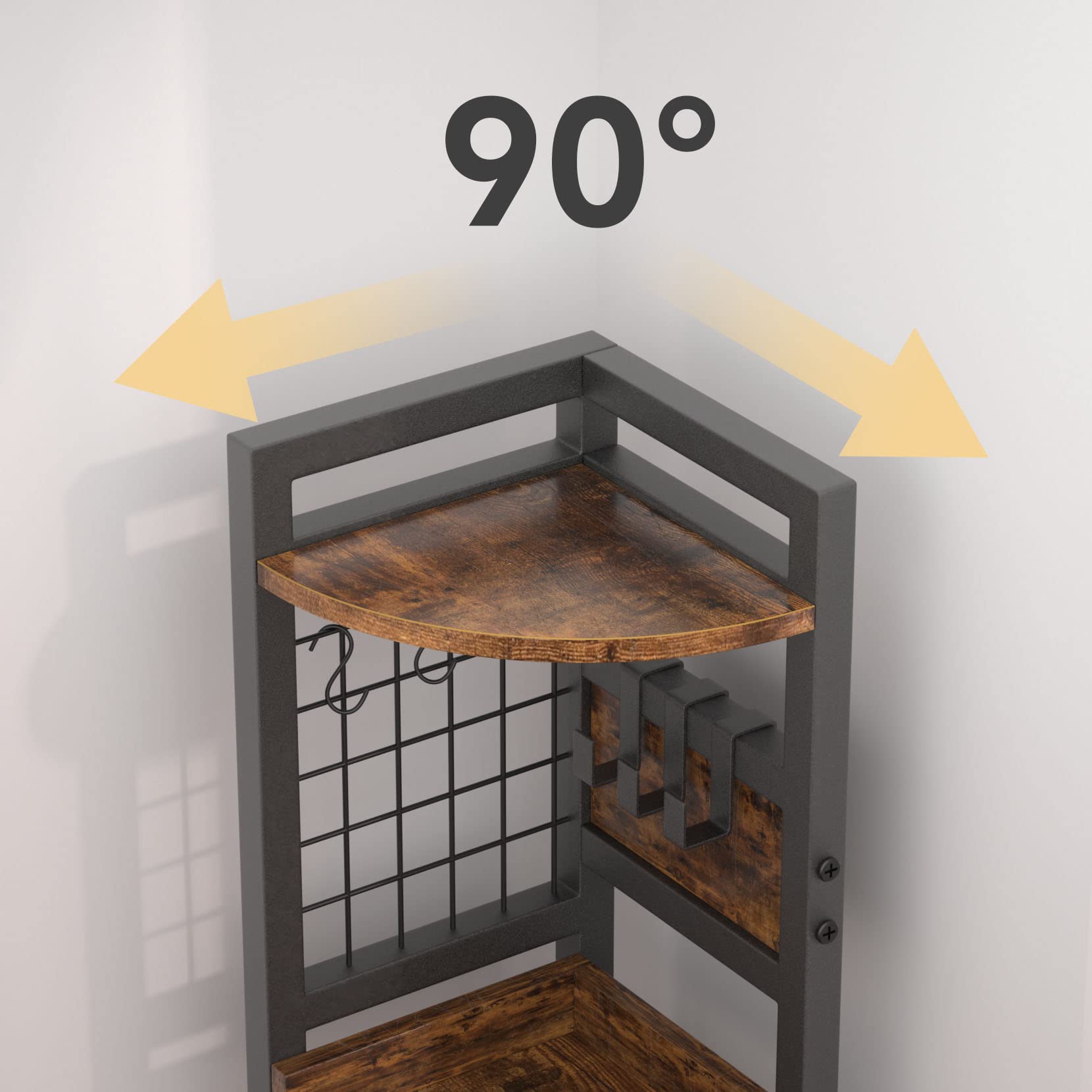 Dripex Étagère d'angle à 5 Niveaux, Bibliothèque du Coin, Étagère Échelle, Meuble de Rangement pour Salon, Chambre, Bureau, Marron Rustique et Noir,40x40x152cm