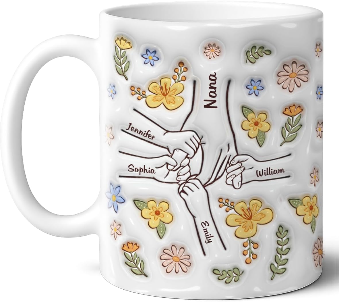 Pawfect House You Hold Our Hands Also Our Hearts, Mothers Day Gifts For Mom, Grandma, Personalized 2D Mother Coffee Mug, Best Mom Ever Gifts Ceramic Cup Birthday Gift From Daughters, Sons