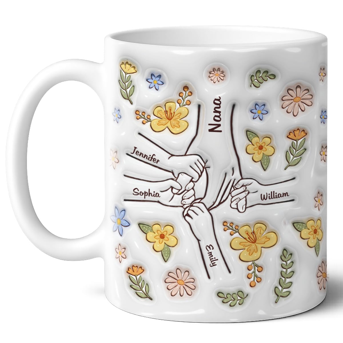 Pawfect House You Hold Our Hands Also Our Hearts, Mothers Day Gifts For Mom, Grandma, Personalized 2D Mother Coffee Mug, Best Mom Ever Gifts Ceramic Cup Birthday Gift From Daughters, Sons
