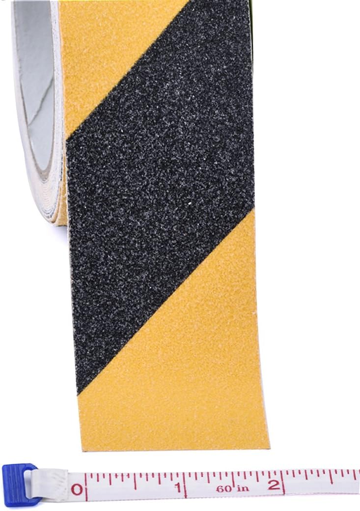 Anti Slip Tape, High Traction,Strong Grip Abrasive, Not Easy Leaving Adhesive Residue, Indoor & Outdoor (2" Width x 190" Long, Hazard - Black and Yellow) : Industrial & Scientific