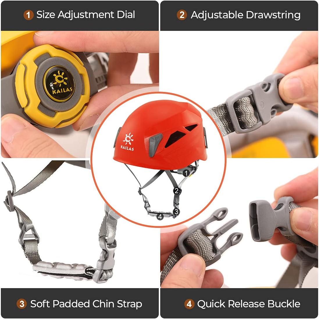 KAILAS Aegis Rock Climbing Helmet Lightweight Adjustable Mountaineering Tree Climbing Hiking Caving Work at Height Helmet for Men Women Kids : Sports & Outdoors