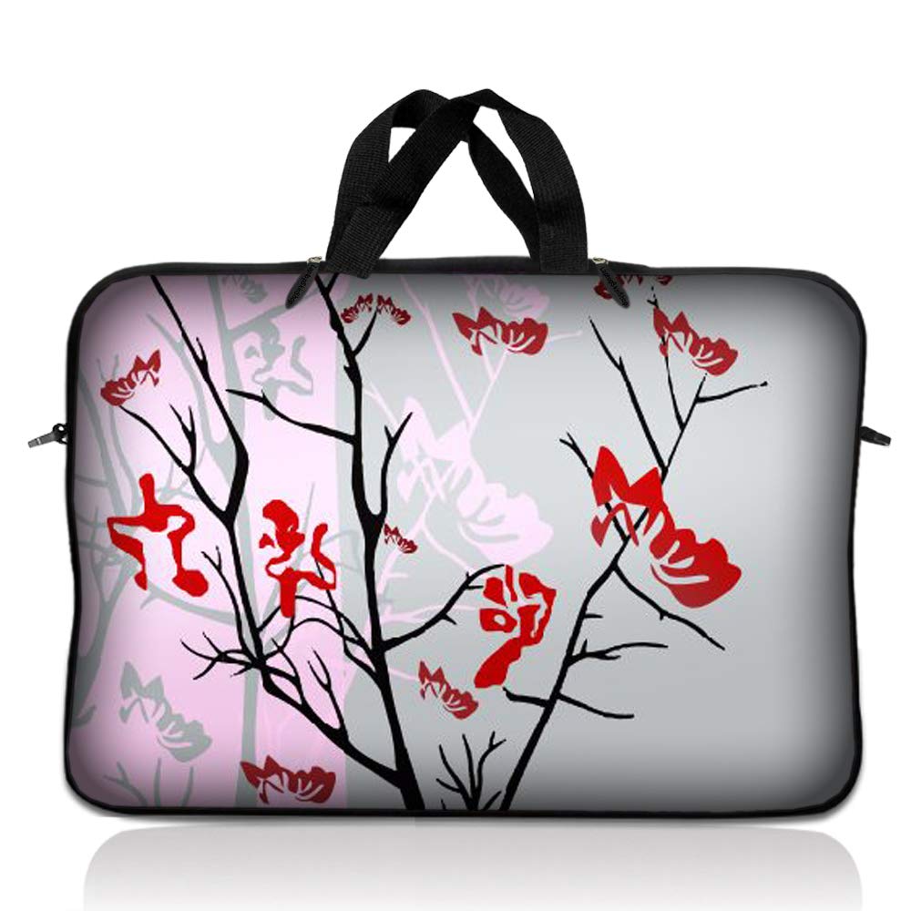 LSS 12.3 inch Laptop Sleeve Bag Carrying Case Pouch with Handle for 11" 11.6" 12" Acer, Asus, Dell, Hp, Sony, Toshiba, Pink Plumeria Flower — view 16