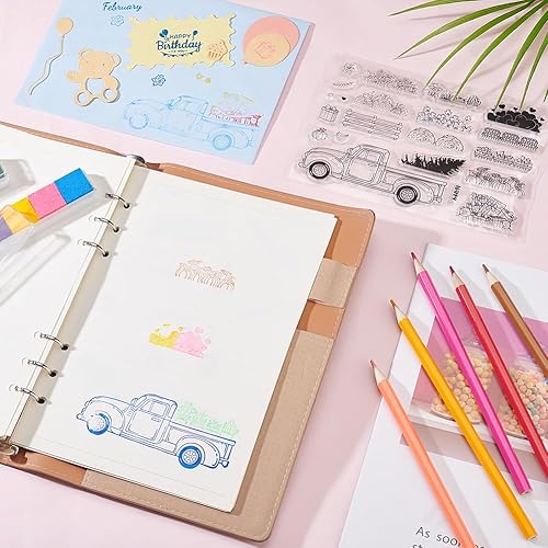 Miniatura 3 de Sellos transparentes para camioneta con regalo, flores, corazón, calabaza, fruta, plantas, sellos de goma transparente, sellos transparentes de