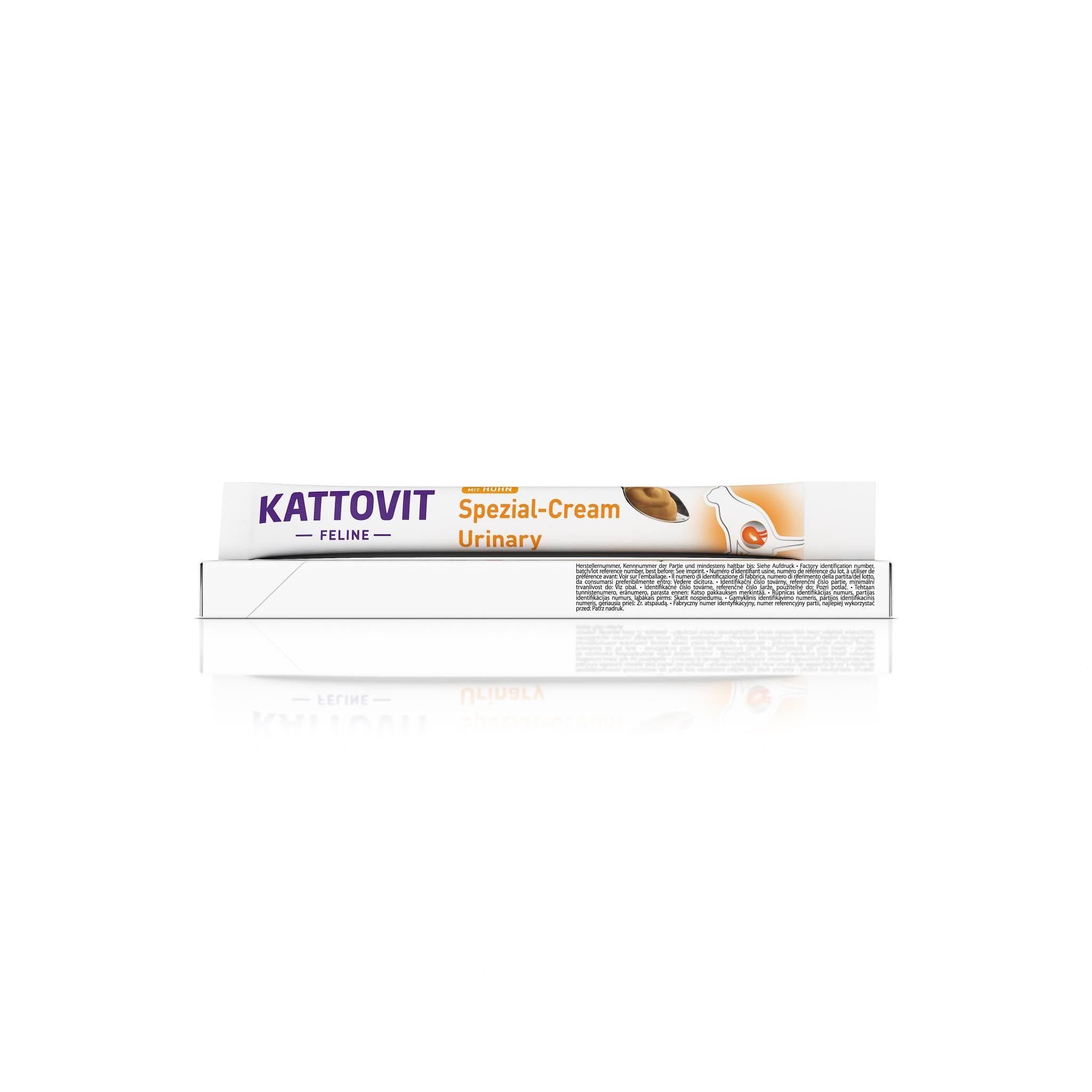 KATTOVIT - Crema urinaria per gatti | Snack dietetico per gatti arricchito da solfato di calcio, riduzione del magnesio. Per gatti adulti | Snack per gatti con pratica porzionamento | 11 x 6 x 15 ml