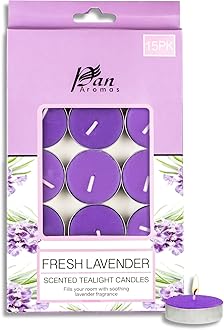 Pan Aromas Paraffin Wax 15-Pack Scented Tealight Candle - Fresh Lavender