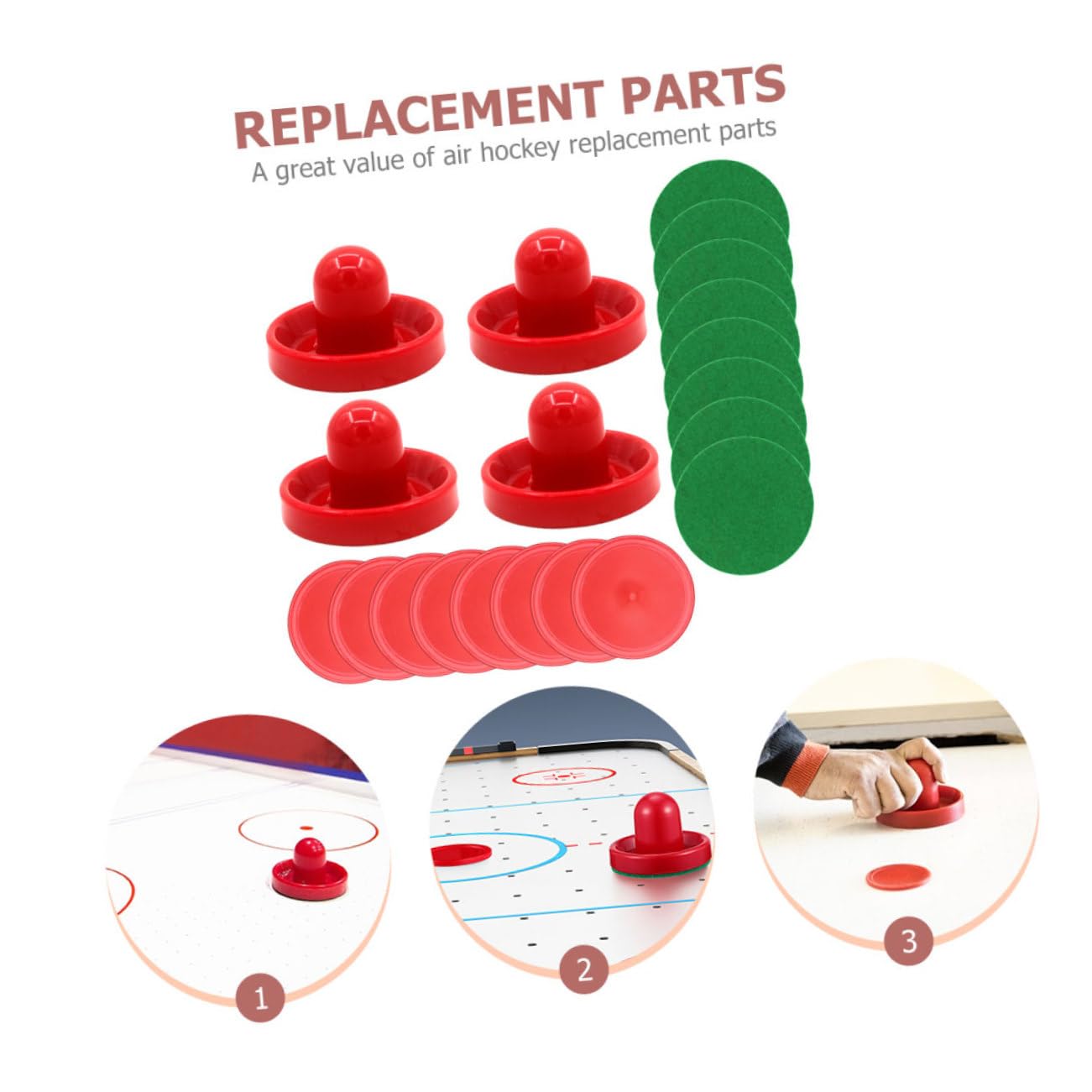 Lot De 4 Palets De Rechange Pour Table D'air Hockey - Rouge - 82 Mm - Pour Arcade, Maison, Bar - 7