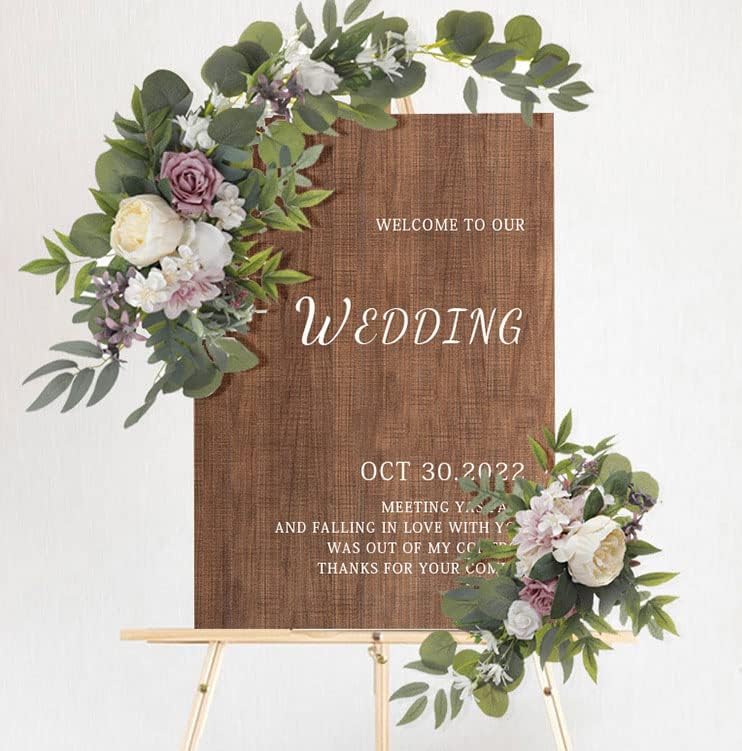 Miniatura 3 de Juego de 2 guirnaldas de flores de boda para boda, letrero de bienvenida, arco de flores artificiales, decoración de boda, ceremonia, recepción,