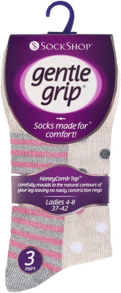 Gentle Grip - Women's 24 pair pack thin colorful pattern dress socks (GG92) 5-9 US