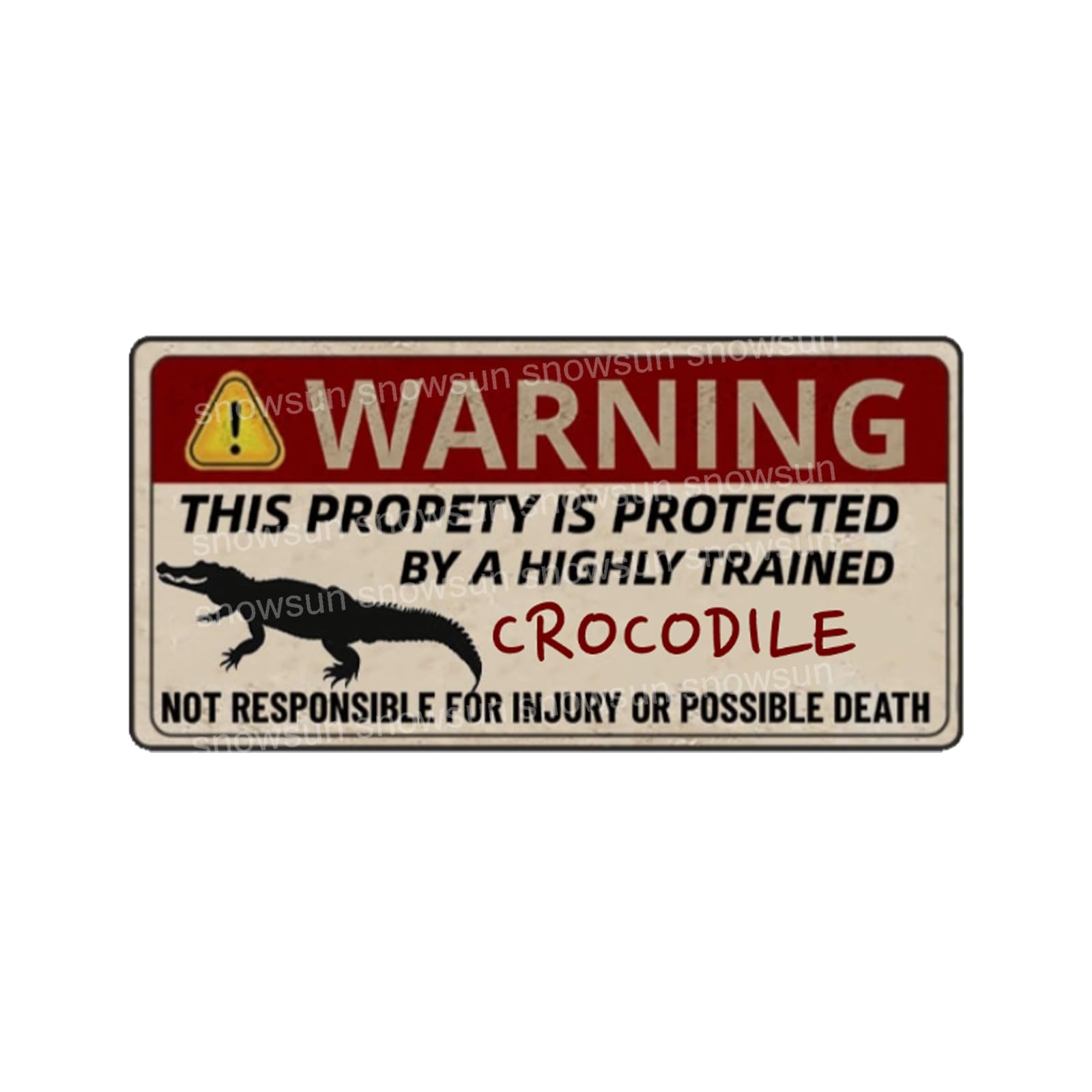 Warning Of Crocodile Beware Signs Vintage Tin Sign For Fence Outdoor Yard Home Decor 4x16 Inch
