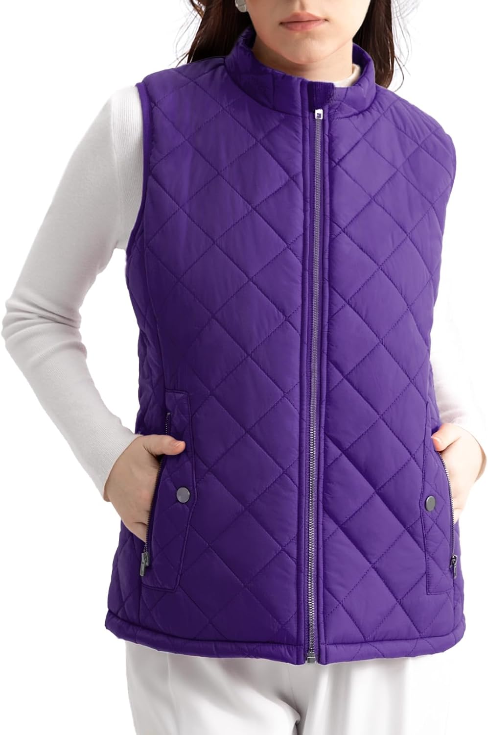 ROSE LETTER Women's Vest, Quilted Puffer Water-Resistant Zip With Pockets
