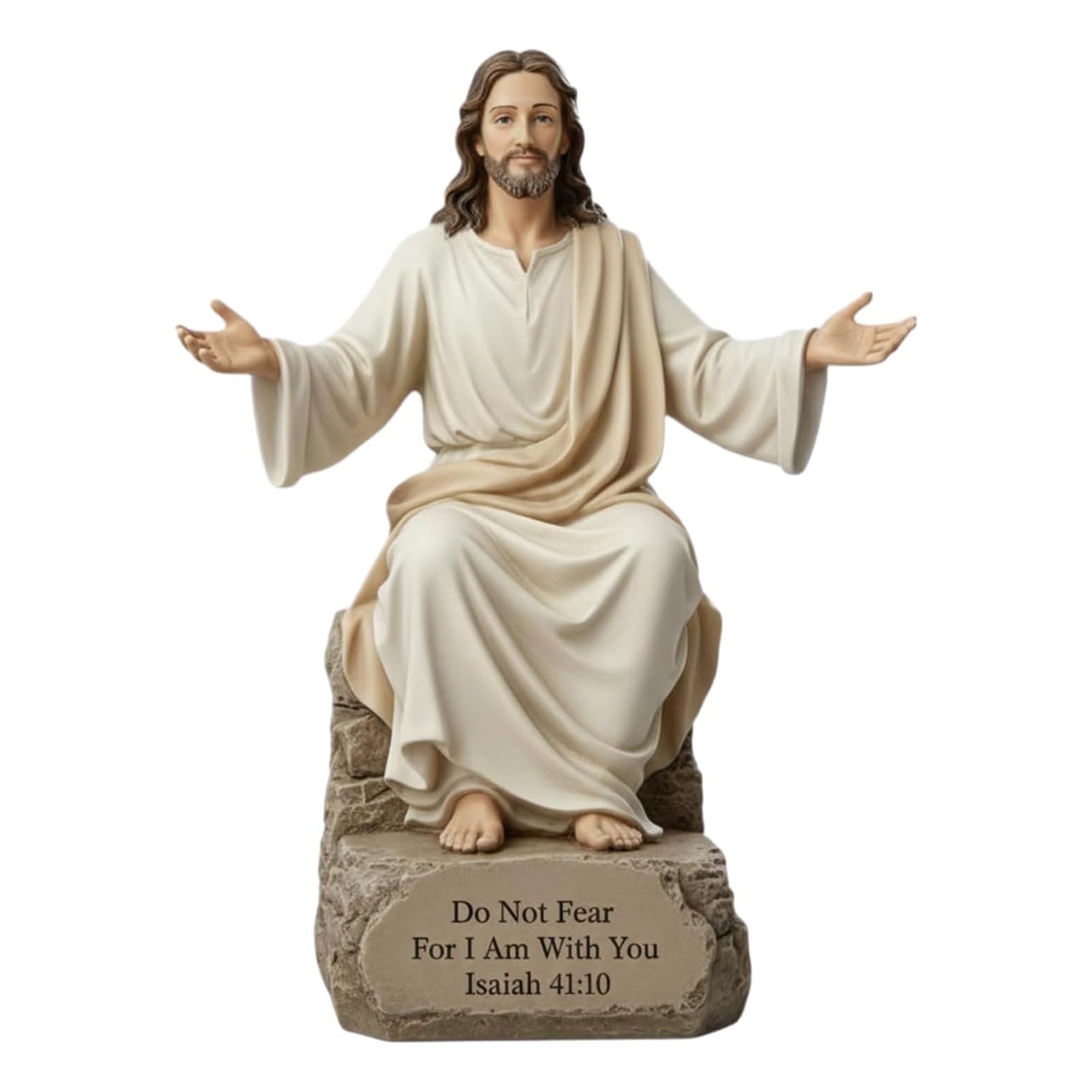 Porceosy Jesus Open Embrace Blessing Statue with Bible Verse Base, Resin Christian Religious Figurine, Inspirational Faith Sculpture, Religious Home Decor Gift for Desk, Mantel, Prayer Room & Church A