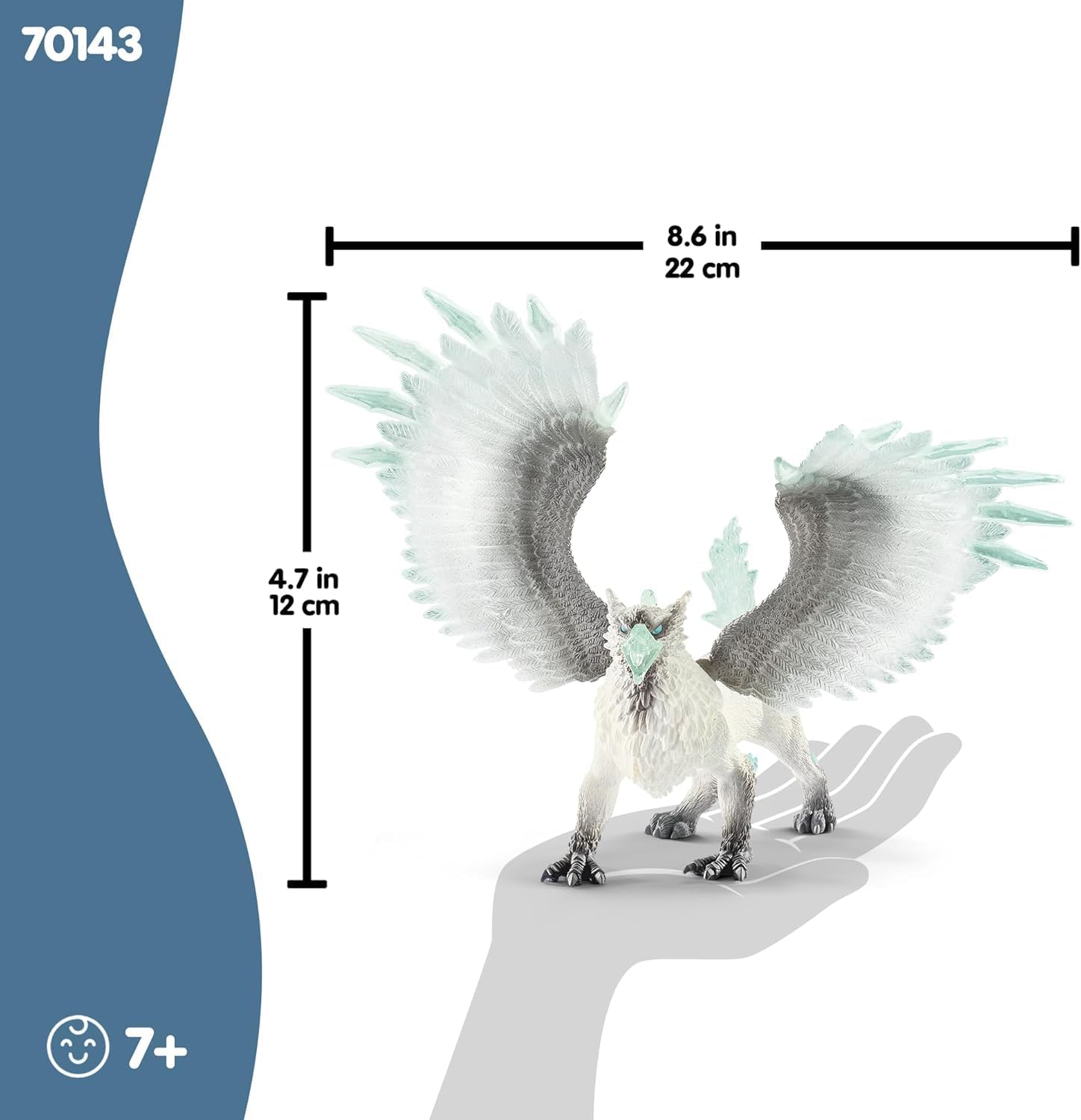 Schleich Eldrador Ice Griffin toy with alternative dimensions.