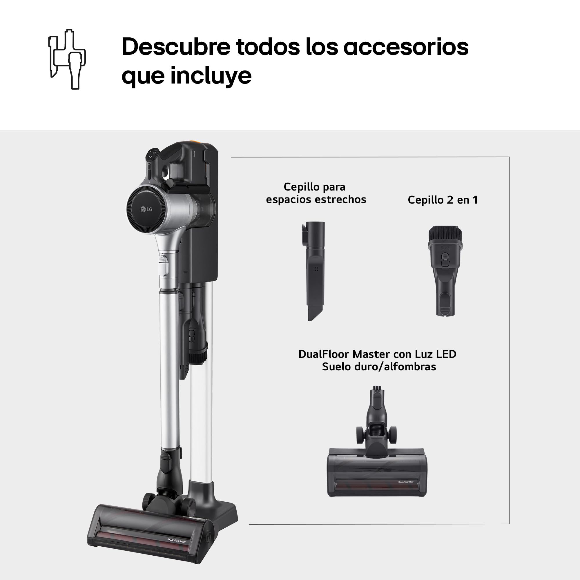 LG A9K-CORE3S - Aspirador Escoba, Kompressor 260W succión, con Doble batería y Sistema de compresión de Polvo, Silver