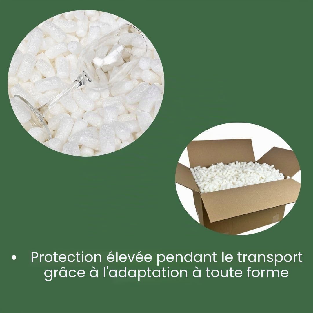 Chips d'emballage BIO blancs - 250 litres - Chips de rembourrage naturellement biodégradables en amidon de maïs - Matériau de remplissage pour un emballage respectueux de l'environnement