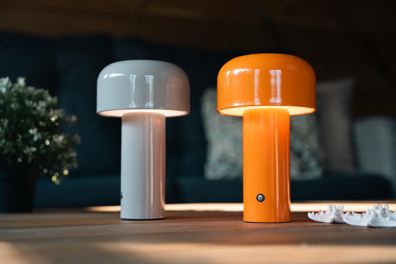 Luxus - Tischlampe Touch - Luna - Blau - H30 x Ø16 - Terrassenlampe - Schreibtischlampe - LED - Wiederaufladbar - Dimmbar - Kabellos - Batteriebetrieben - Tischlampe für innen und außen