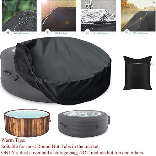 Ucare Hot Tub Cover Waterproof Outdoor Portable Round Inflatable Hot Tub Spa Cover Protector Bathtub Pool Garden Furniture Dust Covers (73×43In/ 185×110Cm) #TOP6