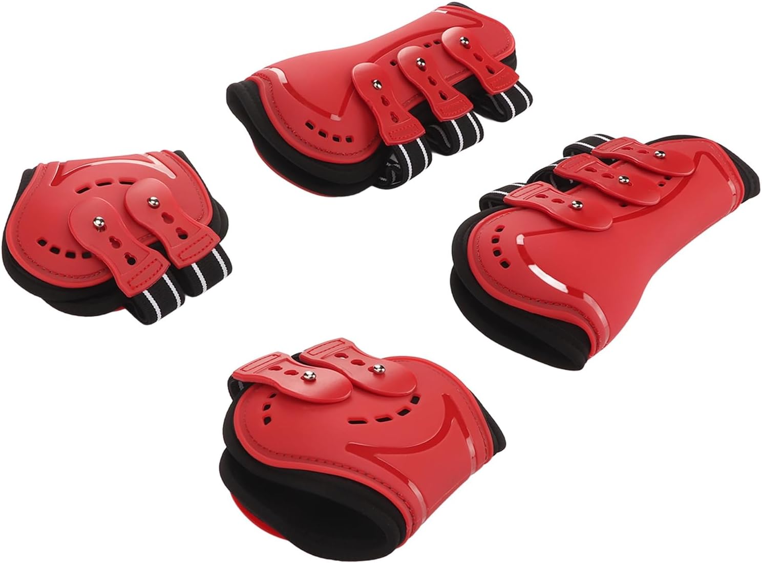 ZJchao Splint Boots for Horses, Sport Boots for Horses Breathable Horse Front Hind Leg Boots Horse Leg Wraps Open Front Jumping Tendon Horses Boots Horse Leg Protector for Horse, Red