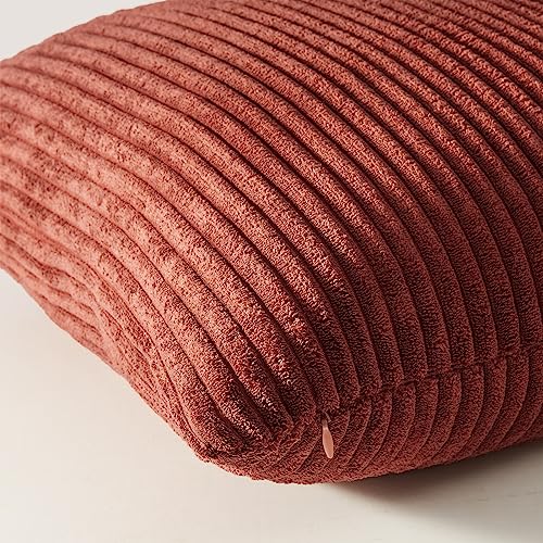 Image of Topfinel Fall Burnt Orange Throw Pillow Covers 16x16 Set of 4,Corduroy Striped Decorative Cushion Cases for Couch Living Room Sofa Guest Bedroom Fluffy,Small Cute Shams