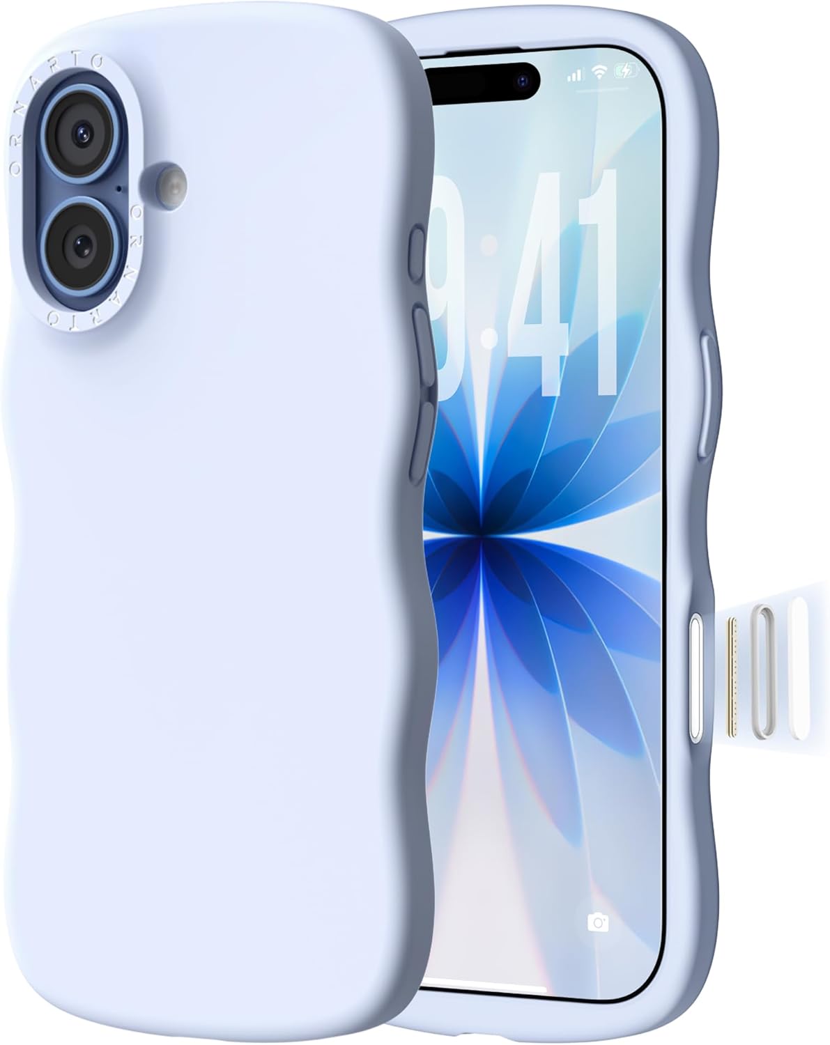 ORNARTO for iPhone 17 Wavy Case, Cute Curly Wave Edge Design, [Camera Control Button - Compatible with MagSafe], Stylish Shockproof Liquid Silicone Phone Cover, Purple