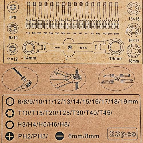 VIGAN Multifunctional Ratcheting Socket Wrench Set Box End Wrench Metric With Adapter Socket Screwdriver Wrench Kit Garden Tool