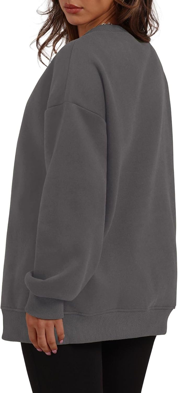 Women's Oversized Fleece Sweatshirt - Soft Crewneck Casual Sweater Top Comfy Fall Winter Fashion Hoodie - Image 4