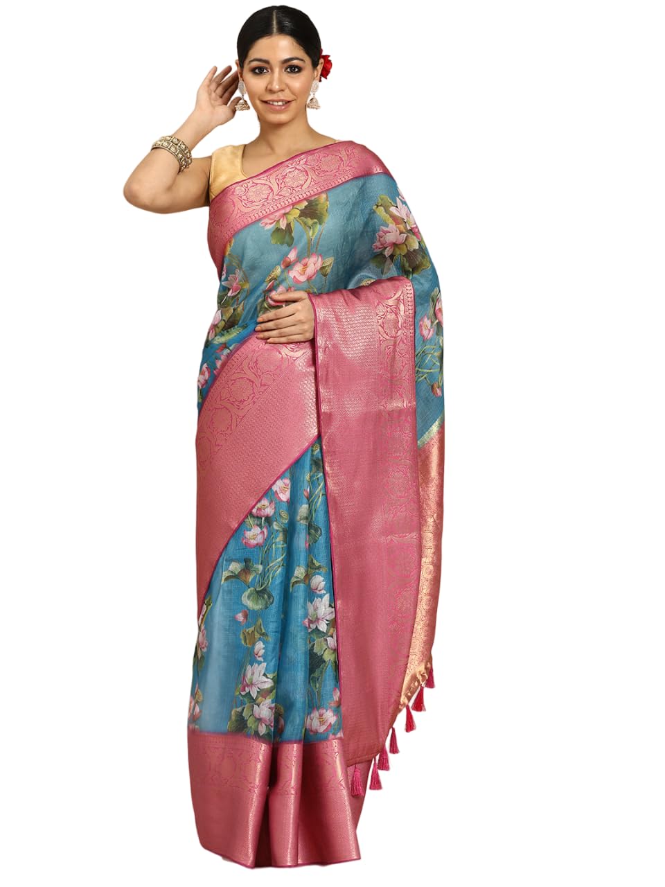 Enthone Women's Pichwai Muga Silk Digital Print Saree