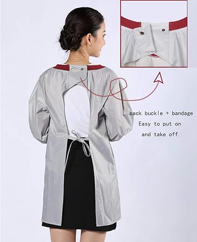 Miniatura 3 de Delantal de vinilo impermeable de manga larga, delantal de trabajo duradero con 2 bolsillos para lavavajillas, laboratorio, carnicero, limpieza