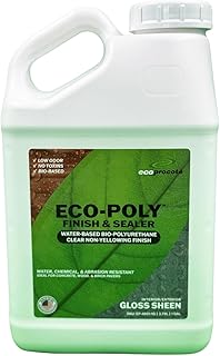 Eco-Poly Polyurethane Sealer — Non-Toxic, Low Odor, Quick-Dry Water Based Protective Spar Varnish for Indoor & Outdoor, Clear Gloss 1 Gallon Polyurethane Sealant for Wood, Concrete, Multiple Surfaces