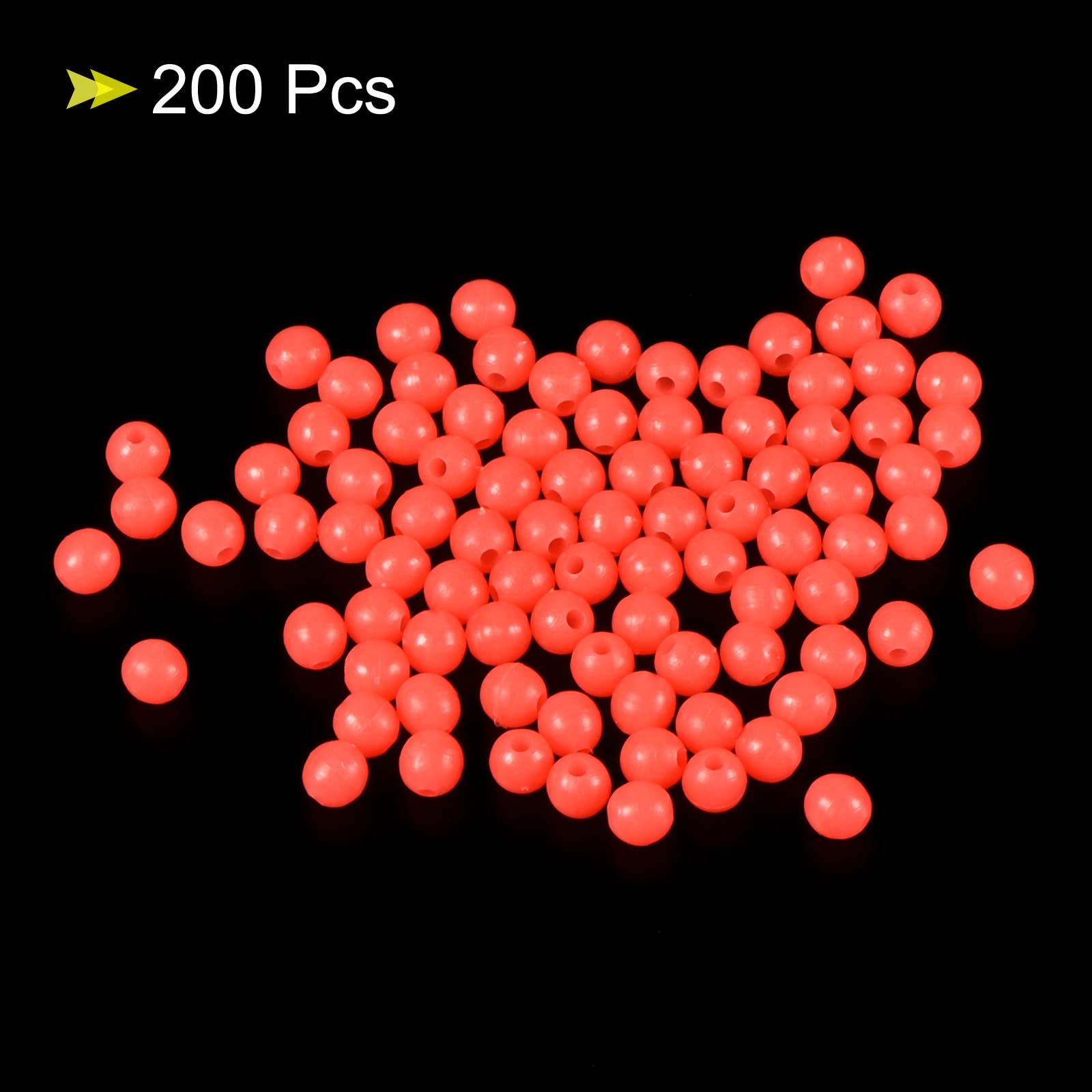 PATIKIL 5mm Luminoso Pesca Perline, 200 Pezzi Plastica Bagliore Pesca Esca Uova Attrezzatura Perlina Attacco Strumento Rotondo, Rosso