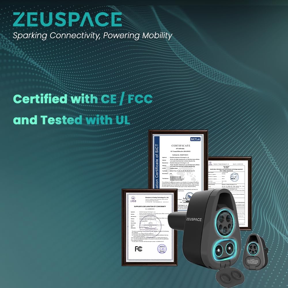 【NACS EV Only】 ZEUSPACE CCS1 and J1772 Universal Accessories Charger Adapter, Enables NACS EV Compatibility with DC and AC Charging Standards (2-in-1), Up to 250kW Power for Level 3 Fast Charging