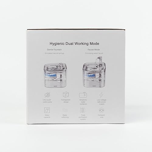 Miniatura 9 de Fuente de agua para gatos - Fuente automática para mascotas cuadrada de 2.2 L con bomba inteligente y filtros de repuesto