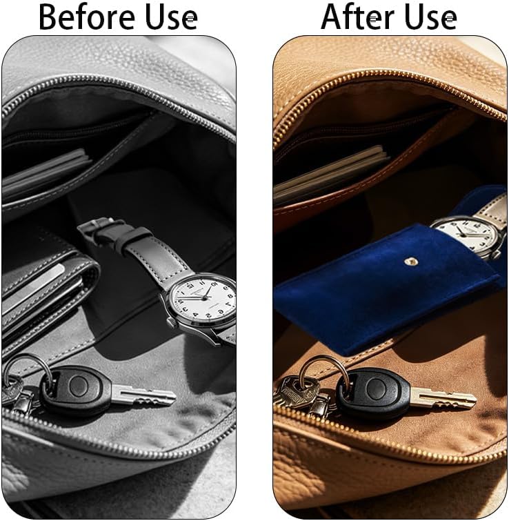 2 Pcs Velvet Watch Pouch Portable Flannelette Watch Storage Bag Watch Travel Pouch Jewelry Organizer Bag with Snap Button for Men and Women (Sapphire Blue)