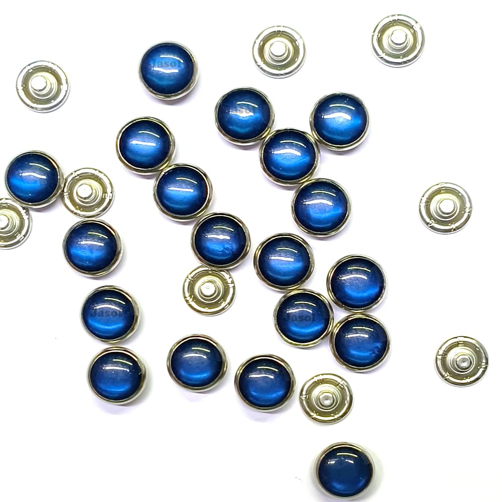 Ring Buttons Snap Buttons for Shirts, T Shirts All Types of Sewing & Crafts 48 Sets Buttons 48x4=192 Paces Size 16L, 10mm (Dark Bule)