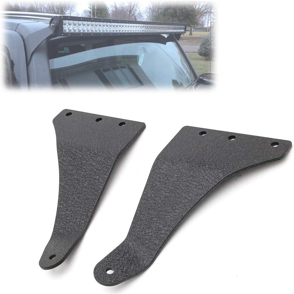 Upper Windshield Light Bar Brackets for Hummer H3 Roof Cab Mounts 52 Inch Straight Curved LED Light Bar Mounting Bracket Kit for Hummer H3 2006-2010 (Wrinkled Black, 1 Pair)
