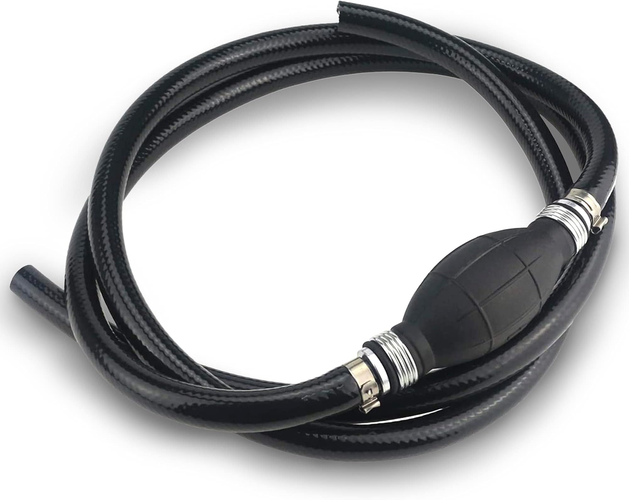 Sunnyglade 6FT Fuel Line Assembly 3/8" Hose Line Marine Outboard Boat Motor RVs Fuel Assembly with Primer Bulb Steel Hose Clamps