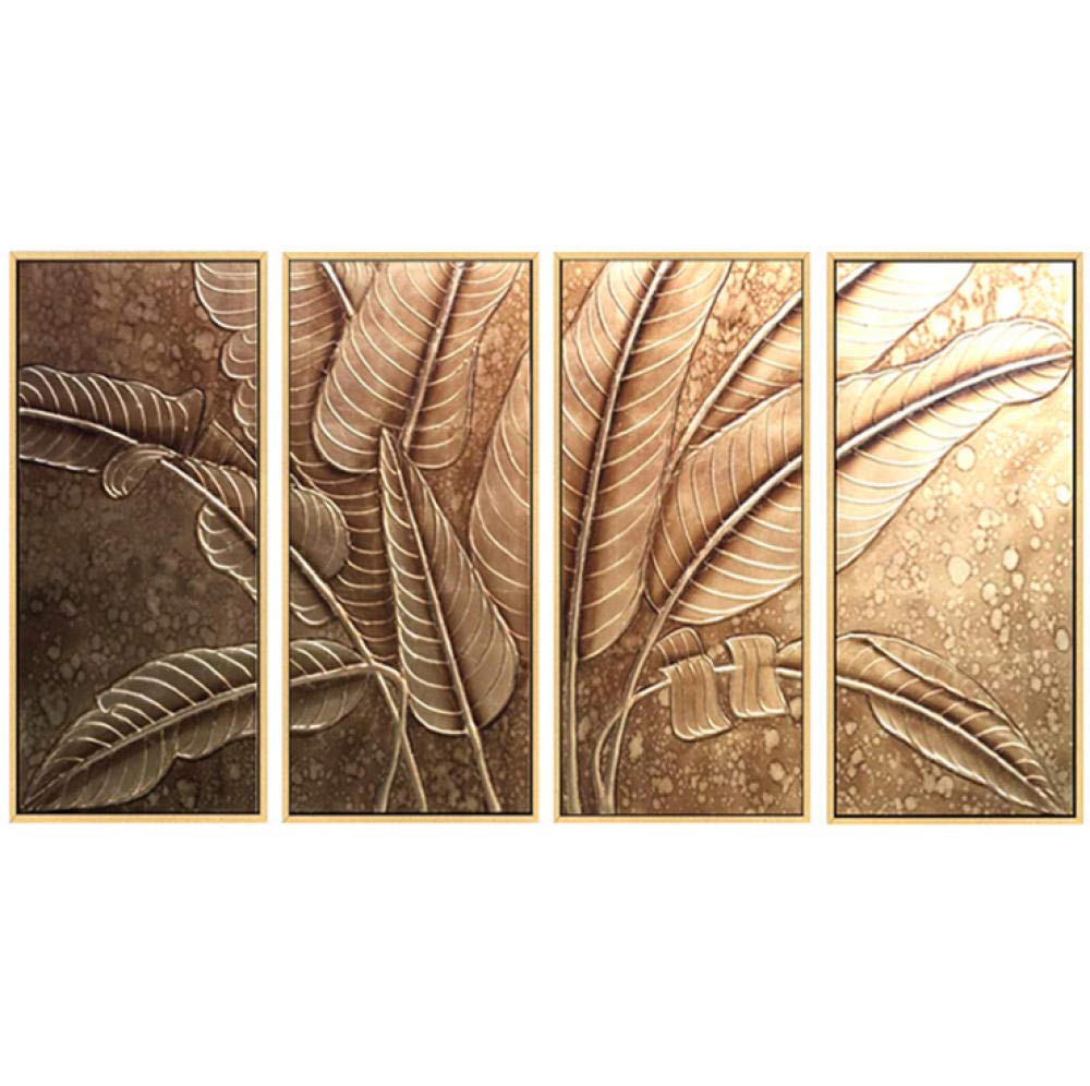 Peinture feuille de bananier et arbre feuille d'or pour un intérieur zen